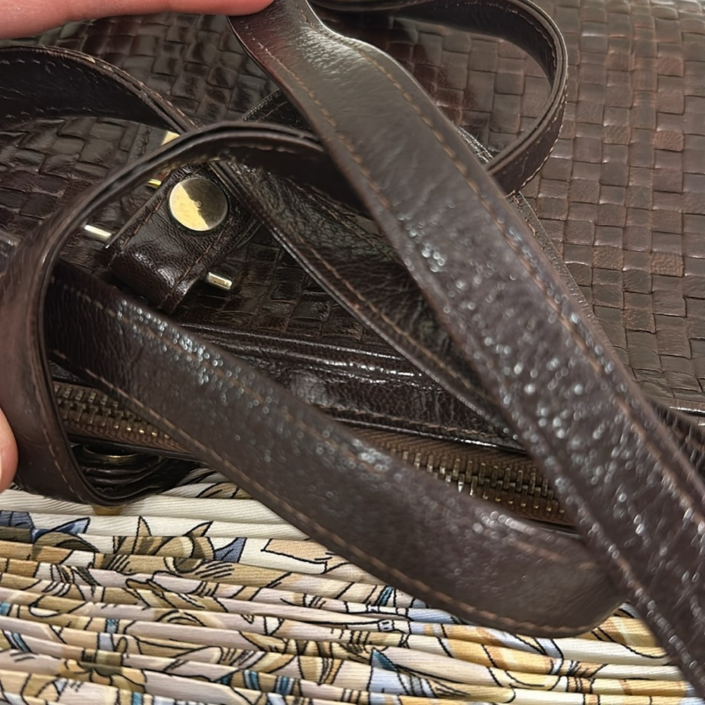 SOLD Fendi FF Logo Intrecciato Leather Shoulder Bag - Picture 12 of 17